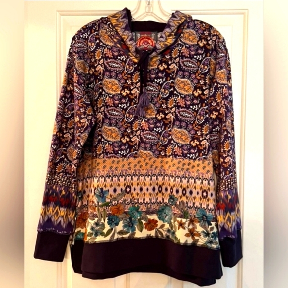 Johnny Was Tops - Johnny Was PERFECT SHAPE Patterned Hoodie Size M